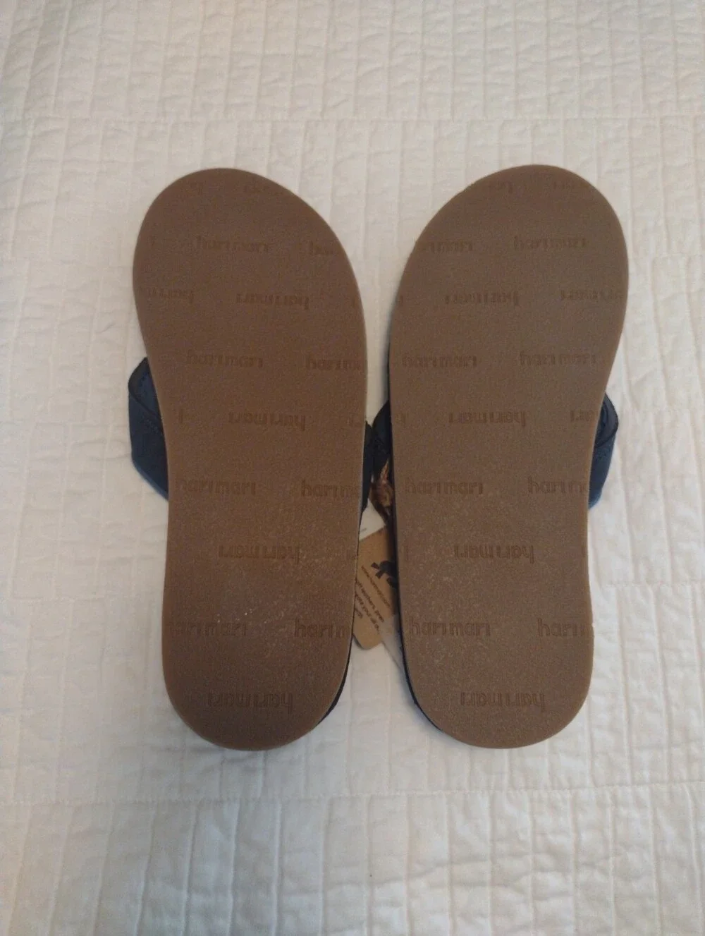 New Hari Mari Pier Mens 9  Flip-Flops Navy Blue Water Resistant Leather NWT
